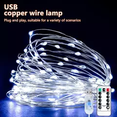 USB LED Copper Silver Wire String Lights, Luzes de fadas impermeáveis, Guirlanda Luz, Natal, Festa de casamento, Decorativo, 5m, 10m, 20m - Wolf Magazine