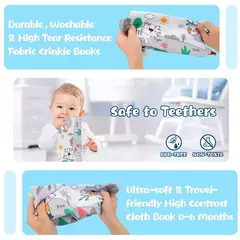 Bebê macio 3D Touch Feel Livro de pano de alto contraste, aprendizagem precoce sensorial, carrinho de criança infantil, 0-12 meses na internet