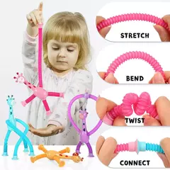 Stretch Tube for Stress Relief, Brinquedos de ventosa, Variety Shape, Squeeze Toy para crianças, Telescópico Girafa Fidget, Fole Sensorial, Anti-Stress Squeeze Toy