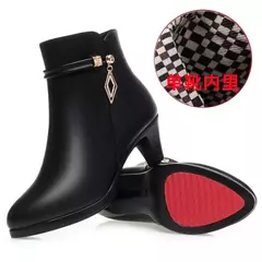 Botas de inverno de couro macio para a mamãe, Sapatos de plataforma pretos eleg - Wolf Magazine