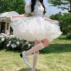 Imagem do Anágua com babados multi-camadas para mulheres, saia bolha fofa, saia crinolina, sem aro, sem desossada Lolita Puffy Mini Skirt
