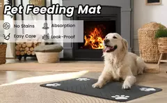 Imagem do Tapete de alimentação para animais de estimação, absorvente para comida e tigela de água, com suporte de borracha à prova d'água, tapete de água de secagem rápida para cães e gatos