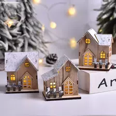 Casa De Madeira De Natal Com Luz LED, Cabine Luminosa, Log Brilhante, Casa De Mesa, Ornamentos De Natal, Presentes Infantil - Wolf Magazine