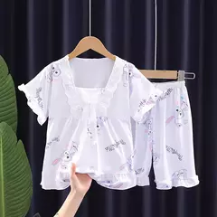 Imagem do Pijama infantil para desenhos animados, roupas esportivas casuais, roupas para casa, camiseta estampada, kuromi, novo, verão