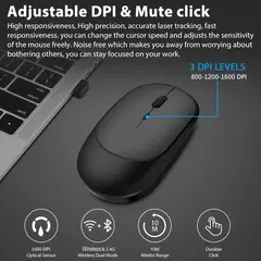 Mouse Sem Fio Recarregável Gamer, Modos Duplos, Compatível com Bluetooth, 2.4G, USB, Mute Mice para Laptop, Pad, Tablet, Macbook na internet