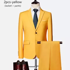 Terno de casamento fino com três peças para homens, conjuntos monocromáticos de negócios e escritório, blazer grande, calça e colete, moda luxo - loja online