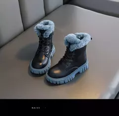Imagem do Botas de neve de pele sintética para meninas, botas grossas quentes, sola macia, antiescorregadia, estilo coreano, moda inverno, 6 a 18 anos