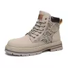 Botas de couro amarelo masculino, sapato motocicleta, tornozelo alto, caminhar, Martin, casual, diário, marca de luxo, moda
