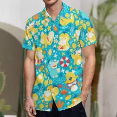 Camiseta havaiana masculina de manga curta, estampa de ovelha 3D, roupas de praia soltas, camisas grandes, verão na internet