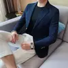 Casaco de peito único masculino, blazer slim fit, blazers grandes, casacos elegantes de luxo, outwear casual coreano para casamento