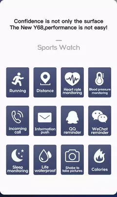Relógio inteligente multifuncional para homens e mulheres, telefone conectado bluetooth, música, pulseira de esportes fitness, monitor de sono, smartwatch y68, d20 - comprar online