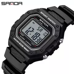 SANDA-Militar Masculino Resistente à Água Relógios Esportivos, Big Dial LED Digital Relógios de Pulso, cronômetros para Masculino, Exército, Moda, 2156