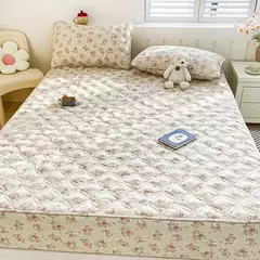 Capa de cama acolchoada estilo floral colcha colchão elástico protertor engrossar roupa de cama rsilençóis para casa (sem fronha) - Wolf Magazine