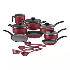 Cozinha multifuncional cozinhando conjunto com tampas de vidro, panelas de alumínio vermelho, antiaderente, 12 PCs, venda quente - Wolf Magazine