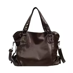 Bolsas de ombro pretas de grande capacidade para mulheres, bolsa de compras monocromática, couro macio, bolsa crossbody, sacola de viagem senhora - loja online