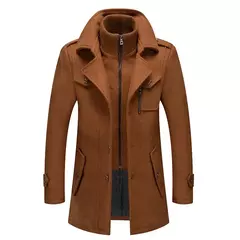 Casaco de gola dupla masculino, jaquetas quentes, casacos à prova de vento, moda outono e inverno - comprar online