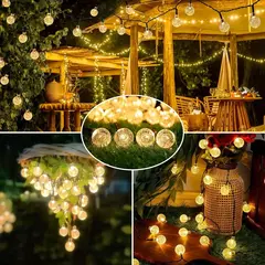 Imagem do Solar Crystal Ball Fairy String Lights, decoração de Natal impermeável, guirlanda de acampamento ao ar livre, festa de jardim, 5m, 20L, 1Pc