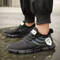 Homens Casual Sport Shoes Respirável leve Sneakers Outdoor Mesh Preto Running Shoes Athletic Jogging Tenis Walking Shoes - Wolf Magazine