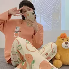 Fato de pijama feminino de manga comprida, roupa larga, tamanho grande, modelos, primavera, outono, inverno, novo - comprar online