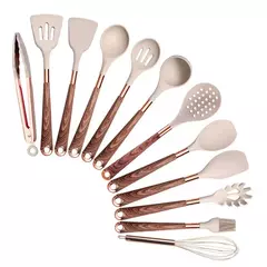 Conjunto De Utensílios De Cozinha De Silicone Resistente Ao Calor, Espátula, Colher, Ferramentas Antiaderentes, Alça Banhada A Ouro Rosa, Suporte, Presente De Cozinha - Wolf Magazine