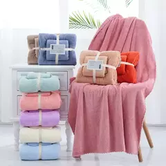 2 pcs/Set Luxo Super Large Toalha Alta Absorvente Soft Coral Fleece Toalha de Banho e Toalhas Rosto Conjunto para Adultos 70x140cm 35x75cm - loja online