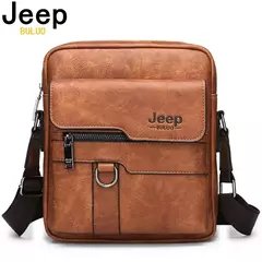 JEEP BULUO-Bolsa de Ombro Couro para Homens, Crossbody Bolsas, Split Vaca, Masculino iPad Business Messenger Bag, Drop Shipping