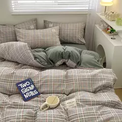 Conjunto de cama estilo xadrez, capa de edredom para pele, lençol fronha, roupa de cama de casa, solteiro, completo, queen, king size - comprar online