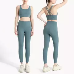 Roupa de ioga feminina de 2 peças, conjunto de treino rápido, roupa de fitness respirável, sutiã e leggings esportivos, roupas fitness, novo, 2024 - loja online