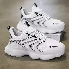 Sapato desportivo de sola grossa respirável masculino, sapato casual antiderrapante, malha, preto, tênis de caminhada, moda - comprar online