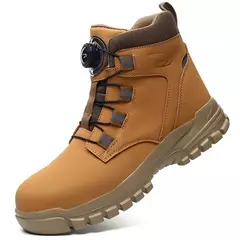 Sapatos de aço impermeável para homens, botas de trabalho, sapatos de segurança, botões rotativos, botas masculinas, sapatos protetores à prova de perfuração, tamanho grande, 48 na internet
