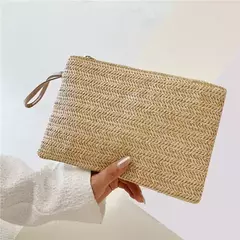 Fsafashion-bolsa de tecido palha para mulheres, bolsa casual para férias, bolsas com alça superior, bolsas de ombro retrô artesanais, moda feminina, 2024 - comprar online