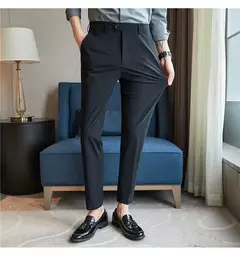 Calça elástica de seda gelada masculina, alta qualidade, respirável, casual, de negócios, escritório, social, primavera, verão, 2022 na internet
