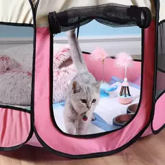 Tenda portátil para animais de estimação, canil octogonal, gaiola para gatos, gaiola para cães pequenos, quatro estações, sala de entrega universal para gatos na internet