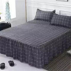 Imagem do Conjunto de Colcha de Algodão com Bordado, Saia de Cama, Fronhas, Capa de Folha, Rei, Rainha, Duplo, 1.5 m, 1.8 m, 2m, 3 Peças por Conjunto