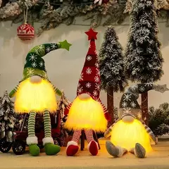 Natal Faceless Doll Gnome Ornamentos, Luz LED, Pelúcia, Artesanato de tricô, Decoração pendente, Decorações para crianças, Presente