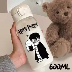 Imagem do Harry potter palha copo de água 600/400ml crianças beber portátil plástico transparente grande capacidade esporte garrafa de água presentes