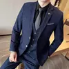 Terno xadrez formal masculino, vestido de noiva noivo, blazer de festa, calças, jaqueta, colete, calças, high-end, casual, escritório, marca