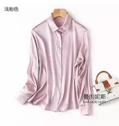 Camisa de seda pesada de luxo feminina, manga comprida, 93% seda amoreira, estilo senhora do escritório, viajante, primavera, verão na internet
