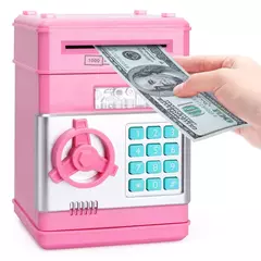Caixa de dinheiro com senha eletrônica para crianças, mini cofrinho seguro, economia de dinheiro de moedas, código contador, fechadura com chave, pres - loja online