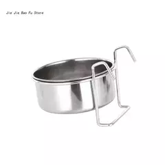 Aço inoxidável pendurado Pet Cage Bowl, Crate Dog Bowl, Alimentador de comida e água, Coop Cup para Cat, Puppy, Birds, Rats 6 tamanhos
