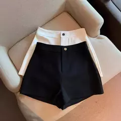 Shorts pretos apertados de cintura alta de emagrecimento linha A feminino, estilo coreano, elástico, calça quente, alta elasticidade, primavera, 2022 - comprar online