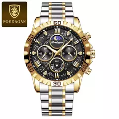 POEDAGAR-Relógio Quartz de Luxo Masculino, Impermeável, Luminoso, Aço Inoxidável, Cronógrafo, Relógio, Esportes, Homem
