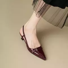 Salto Médio Sexy Dedo Apontado para Mulheres, Sandálias Patentes, Sandálias Gladiador, Bombas de Marca Designer, Chinelos Slingback, Verão - loja online