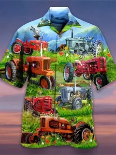Camisa havaiana com estampa 3D masculina papagaio, blusa de praia casual manga curta, camisa lapela vocacional, moda menino - comprar online