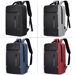 Imagem do Mochila impermeável de negócios para homens, Mochilas escolares USB, Mochilas para laptop de grande capacidade, 15,6";;VERDADEIRO;;"Preto