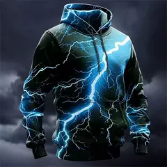 Moletom com estampa relâmpago 3D masculino, tendência de rua, pulôver grande Harajuku, moletons casuais, blusa engraçada, moda outono e inverno - Wolf Magazine