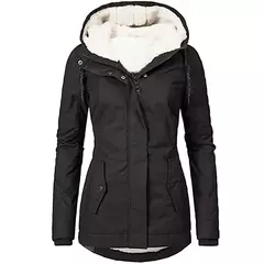 Casacos com capuz com zíper para mulheres, parkas soltas com bolsos, manga cheia, grossos e quentes, jaquetas monocromáticas, casuais e soltas, outono e inverno, 2023 - loja online