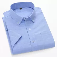 Camisas de manga curta masculina, camisas finas masculinas, blusa social e empresarial, camisa Oxford monocromática de alta qualidade, 100% algodão, verão - loja online