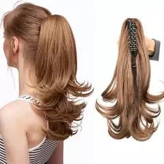 Extensões de cabelo de rabo de cavalo com clipe de garra sintética feminina, perucas de extensões de cabelo de rabo de cavalo com clipe de garra ondulada - loja online