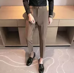 Calça formal de cintura alta masculina, roupa de negócios, calça para alfaiataria social, de qualidade luxuosa, preta, verão, 2022 - comprar online